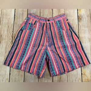 Vintage Pennylane 90s High Waist Shorts Multi Colorful Tribal Aztec Size 12